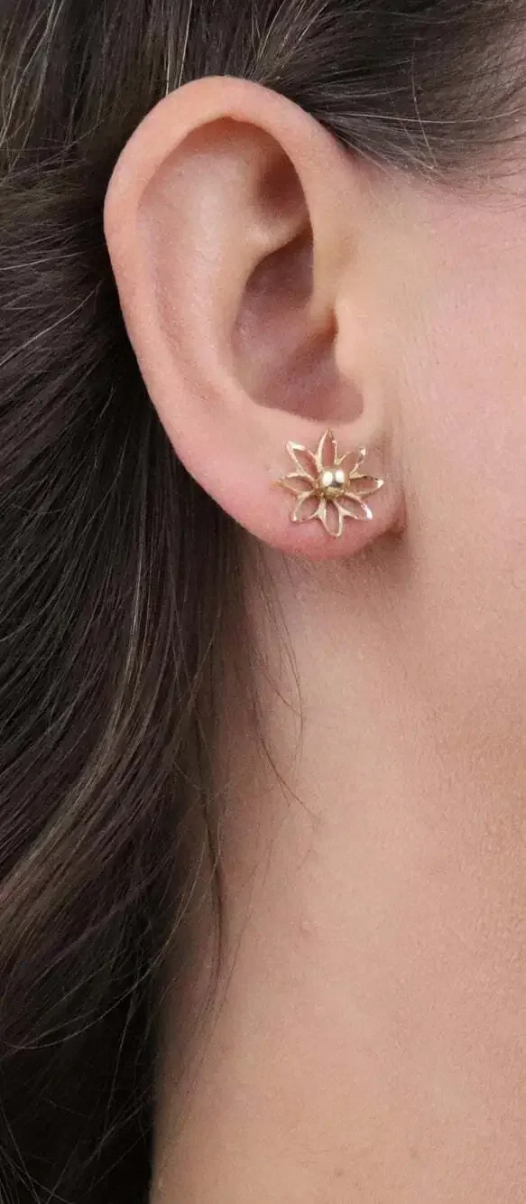 14k Yellow Gold Flower Earring Jackets Only 1/2